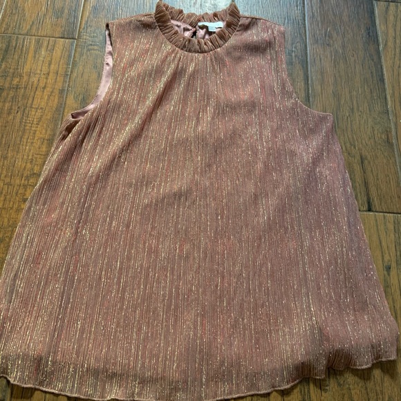 🌟HP🌟 NEW Anthropologie Eri & Ali Pink Rose Shimmer Top - Picture 2 of 4